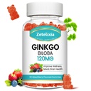 Ginkgo Biloba Gummies dla kobiet i mężczyzn, Suplement Mózgu poprawić lepszy nastrój i skupienie, Wegan mieszany Berry Flavor 60 Hrabia