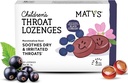 Matys Dzieci Gardło Lozenges dla wieków 6 Lat +, Smaczne czarne porzeczki Flavor, Soothe Suchy i nawadniane gardła & Głosy z marszałka korzeń, Cukier wolny, Wegan, Dye Free, Alkohol wolny, 20 Count