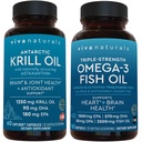 Omega 3 Fish Oil Bundle, 1250 mg Krill Oil & 2,200 mg Fish Oil Per serving providing Omega 3 EPA and DHA