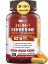 21- in-1 Berberine Supplement with Ceylon Cynamon - 1500mg Organic Berberine HCL Phytosome, 5X Wyższa Wchłanianie dla wsparcia metabolizmu 20 Kapsułki