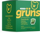 Gruns Sugar Free Super Greens Gummy Bears - Organic Spirulina i Chlorella, Prebiotyki dla zdrowia trawiennego, 20 + Witaminy i Minerały, Adaptogens - 30 saszetek - 240 Gummies