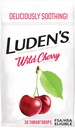 Luden 's Sore Throat Relief Lozenges na drobne codzienne podrażnienie i suchość w ustach, Wild Cherry Flavored Drops, 30 Hrabia