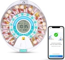 Zoksi Nowy Bluetooth Smart Automatic Pill Dispenser, Electronic Medication Dispenser dla osób starszych, 28 Komory Organizator medycyny z potrójnym przypomnieniem