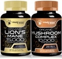 WELLNESS LABSRX Lions Mane Supplement Kapsułki i Mushroom Kapsułki 124; Bundle