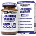 Dobroczynny dodatek karnityny L - Wysoka moc 1500mg winian L- karnityny - Szybkie wchłanianie, Konwertuj tłuszcz do energii, Support Lean Muscle, Boost Workout Performance & Metabolizm - 120 Kapsułki wegańskie