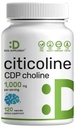 Citicoline CDP Cholina, 1000 mg Per Serving, 120 Kapsułki - Dodatkowa moc Cholina Suplementy - Nootropowe właściwości witaminy B - Promotes Brain Health, Pamięć, & Focus - Non-GMO