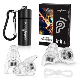 Koncert Hearprotek Ear Plugs, 2Pary Reality High Fidelity Musician Ear Plugs for Concerts Loud Music- Noise Reduction Ear Protection Zatyczki do uszu Rave, Festival, Muzyka, Tinnitus Relief