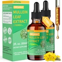 Organic Mullein Drops for Lung Cleanse, Potężny 1700mg Mullein Leaf Extract for Imimmunologic & Rescue Support, Natural Mullein Supplement Tincture Drops Non-GMO & Vegan, 2 Fl Oz