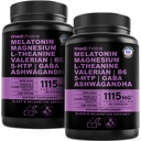 12- in-1 Kapsułki z melatoniną - Naturalna pomoc na sen dla dorosłych z melatoniną 5 mg i magnezem glicynian 500 mg, Pomoc na sen z Ashwagandha, L Theanine, Korzeń waleriany, GABA, 5- HTP (90ct, opakowanie po 2)