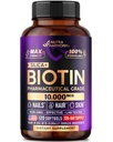 Biotin 10000mcg z silikonem - farmaceutyczny suplement Biotin dla kobiet - Wsparcie wzrostu włosów, skóry i paznokci - Max Siła & 100% Biodostępność - Made in USA - 120 Softgels, 120 Days Supply