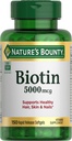 Nature's Bounty Biotin, Supports Metabolism for Cellular Energy and Healthy Hair, Skin, and Nails, 5000 mcg, 150 Softgels
