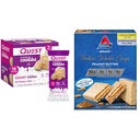 Urodziny Quest Cake Frosted Cookies Twin Pack z 16 Ciasteczka i Atkins Masło orzechowe Biżuteria Wafer Crisps z 5 Hrabia