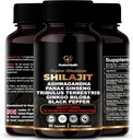 Himalayan Shilajit Kapsułki z Ashwagandha, Ginseng, Tribulus, Ginkgo & Black Pepper - Wegan, Bezglutenowy mieszanka botaniczna do codziennego Wellness & Vitality - 60 Kapsułki