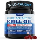 Olejek kryla antarktycznego 1200 mg Suplement Omega 3, Omega 3 Softgels oleju kryla w / EPA, DHA, Astaksantyna i fosfolipidy do mózgu i przeciwutleniaczy, zrównoważony sourced, No Fishy Aftertaste, 120 Softgels