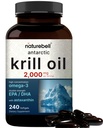 NatureBell Antarctic Krill Oil 2000mg Supplement, 240 Softgels, 3X Siła Naturalne Źródło Omega- 3, EPA 240mg + DHA 160mg + Astaksantyna 800mcg - No Fishy Aftersmast - Mercury Free & Non-GMO