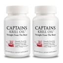 Captains Pure Antarctic Krill Oil Softgels 124; Omega 3 EPA, DHA with Astaxanthina & Phosholipids 124; No Additives or Chemicals British 124; 1000mg per Serving, 60 Capsules, 2- Pack