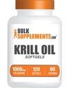 BulkSupplements.com Krill Oil 1000mg Softgels - Antarktyka Kryll Oil Supplement - Omega 3 Supplement, suplement DHA - Gluten Free, 2 Softgels per Serving, 120 Count (Pack of 1)