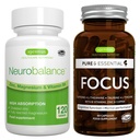 Neurobalance + Focus Brain Booster Wegan Bundle, Wysoka Absorpcja Cynk Magnezu & B6 + Kofeina, Amino Kwasy i Metylowane B- Witaminy, przez Igennus