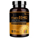 DOCELOWE DOCELOWE Witamina D3 K2, Wysoka moc 10 000 j.m. D3, 100 µg K2 (MK- 7) Suplement z MCT, Najbardziej wchłanialna formuła synergiczna, Wspiera kości, Wapń i zdrowie immunologiczne, 120 Kapsułki