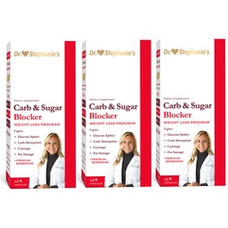 Dr. Stephanie 's Mealtime Carb & Sugar Blocker - Reduce trawione węglowodany, Cukry, & Calories, Stimulant- Free (3 Pack)