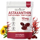 Astaksantyna 12 mg, Premium Astaksantyna Suplementy przeciwutleniające, Wspiera oko, Skóra, immunologiczne, krążenie wewnętrzne, Świeże źródła mikroalg, potrójne siły, Non-GMO, 4 Dostawy miesiąc, 120 Softgels