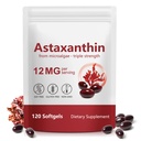 Astaksantyna Suplementy 12mg 120 Softgels, Premium Astaksantyna Suplement przeciwutleniający, Wspiera Oko, Skóra, Joint, Mózg, Serce i system immunologiczny Zdrowie, Świeże Mikroalgi Źródło, Non-GMO & No gluten