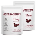2 Opakowanie Astaksantyna 12 mg, Premium Astaksantyna Suplementy przeciwutleniające z aktywności przeciwutleniającej, Wspiera oko, immunologiczne, Zdrowie skóry, Wewnętrzne krążenie