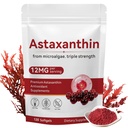 Astaksantyna 12 mg, 120 Softgels, Premium Astaksantyna Suplementy przeciwutleniające z aktywnością przeciwutleniającą, Wspiera oko, zdrowie skóry, immunologiczne, krążenie wewnętrzne