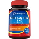 Przepisy lekarza Astaksantyna 12 mg, ze świeżych mikroalg Premium, Max Siła, No gluten, Nie-GMO, Wspiera skórę, Oko, kości i układu immunologicznego Zdrowie, 60 Softgels