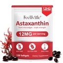 Astaksantyna 12mg, 120 Softgels, 4 Miesiące Dostawy 124; Premium Astaksantyna Antyoksydanty Suplementy 124; Świeże Mikroalgi Źródło 124; Wspiera Oko, Wspólne, Wewnętrzne krążenie, Zdrowie skóry