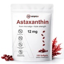 Premium Astaksantyna 12 mg Suplement przeciwutleniający z witaminą E - 120 Softgels, 4 Miesiące dostaw, Mikroalgi Źródło, Wspiera Skóra, Oko & Wspólne Zdrowie, Non-GMO, Gluten & Soy Free