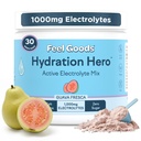 Feel Goods Hydration Hero, 1,000mg Electrolytes Powder, Sugar Free, Magnez, Organic Aloe Vera, Organic Aloe, L Theanine, Witamina C & B12, Nie GMO, Keto, Wegan 124; Guava Fresca, 30 Służenia