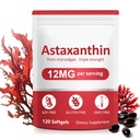 Astaksantyna Suplementy, 12 mg Astaksantyna Naturalna Formuła Anty- Starzenie - Wspiera Oczy, Joint, Wewnętrzny cyrkulacja & Zdrowie skóry, Non-GMO Non-Gluten