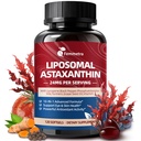 Liposomal Astaksantyna Suplementy 24 mg z likopenem dla oczu, skóry i zdrowia immunologicznego, 10- in-1 Max Siła Astaksantyna Suplement przeciwutleniający, Świeże mikroalgi Źródło, Non-GMO, 120 Softgels
