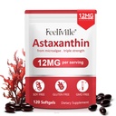 Astaksantyna 12 mg 120 Softgels, Premium Astaksantyna Suplementy przeciwutleniające z aktywnością przeciwutleniającą, Wspiera oko, skórę, immunologiczne, krążenie wewnętrzne