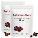 2pack Astaxanthina 12mg, 120 Softgels, Max Siła Przeciwutleniacz z oleju kokosowego, Natural Formula, Wysoka Absorpcja dla Eye & Skin Support, Natural Formula, Non-GMO, Gluten Free