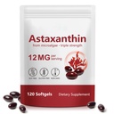 HUALIJIA Astaksantyna 12mg, 120 Softgels 124; 4 Dostawy Miesiące - Premium Astaksantyna Suplementy przeciwutleniające - Wspiera Eye, Immune, Joint, Zdrowie skóry i obiegu wewnętrznego, Łatwe do połykania, Non-GMO
