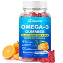 Wegańskie gumki Omega-3 dla dorosłych - Bezcukrowe, Algae- oparte DHA 600mg i EPA 300mg, z witamin A, C, E, Cynk - Omega 3 Fish Oil Alternative, 60 Count