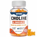 ABISSUS Gumiaki cholinowe dla dzieci i dorosłych, Suplementy bitartratu bezcukrowego z Algal Omega-3 DHA EPA & Active B6 B12, Wsparcie dla mózgu i wątroby, Wegan, 60 Hrabia