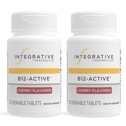Interaktywna terapia B- 12 Aktywna, Witamina B12, Wspomaga funkcje nerwowe *, Cherry Flavored, 30 Tabletki do rozgryzania i żucia - 2 opakowania