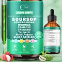 12- in-1 Soursop Bitters płynne krople 2000mg, Soursop Drops z Ashwagandha, Black Seed Oil, Moringa, Zobacz Moss dla naturalnego przeciwutleniacza, Wsparcie i regeneracja komórek, Immune Boost, Bogaty w witaminy D & C