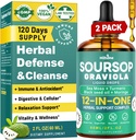 HIIHONE (2 Pack) 12- in-1 Bittersy soursop płynne krople z mech morskich, olej z czarnego nasion, Moringa dla wsparcia i regeneracji komórek, odporność, wątroba, Gut & przeciwutleniacz - 2 Fl Oz