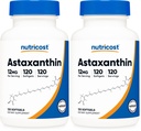 Nutricost Astaksantyna 12 mg, Non-GMO i Gluten Free, 120 Softgels (4 Miesiące dostaw) (Opakowanie 2)