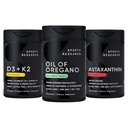 Sports Research ® Antyoksydant Support Pack - Olej Oregano 9500mg + Witamina D3 K2 5000iu + Potrójne Siła Astaksantyny
