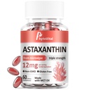 Astaksantyna 12 mg z MCT Oil, 60 Softgels (2- Month Supply) - Potrójny suplement przeciwutleniający z Haemococcus Pluvialis - Non-GMO, Gluten- Free, Vegan