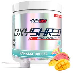 EHP Labs OxyShred przed treningiem Proszek - Proszek do treningu wstępnego z L Glutamina i Acetyl L Karnityna, Energy Boost Drink - Bahama Breeze / Beach, 60 Służenie