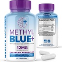 MAXLIFE NATURALLE Pure Metyleno Blue Kapsułki, Ultimate metyleno Blue Pharmaceutical Grade 12mg - 60 Kapsułki z witaminą C Ester & NAC Glicyna, Wspiera Celular & Cognitive Function, Made in USA