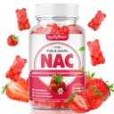 softbear NAC Gummies dla dzieci i dorosłych, suplement NAC 1000mg N Acetylocysteina wspomaga zdrowie płuc i wątroby, przeciwutleniacze i system immunologiczny, Strawberry Flavor 60 Count
