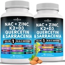 N- Acetylo cysteina - z witaminą D3, K2, cynk, Quercetin, Triphala, Sarracenia Purpurea, Elderberry, Święta Bazylia, Bee Propolis, Bromelain, L- Lizyna - 120
