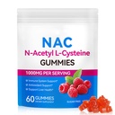 Daiasns NAC Gummies dla dorosłych i dzieci 1000mg - Suplement do żucia NAC N- Acetylocysteina wspiera Lung & Detox wątroby, przeciwutleniacz i immunologiczny, Strawberry Flavor 60 Count